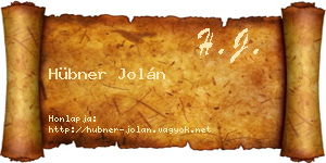 Hübner Jolán névjegykártya